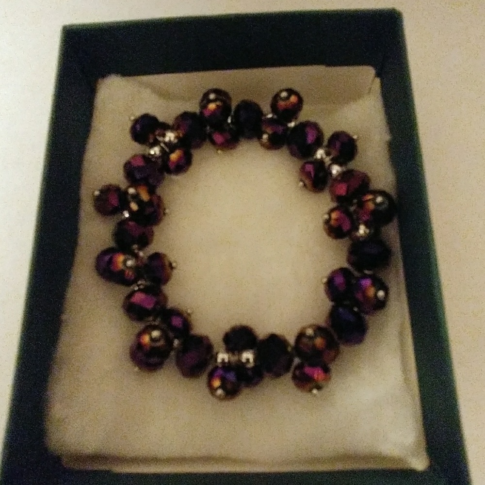 Purple Metallic Crystal Bracelet - Picture 2 of 8